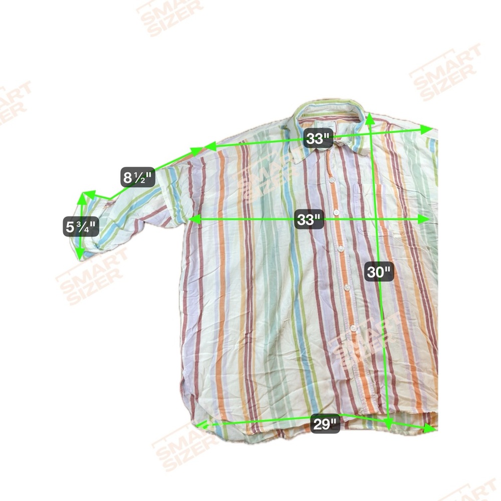American Eagle Oversized Shirt Women's M Pastel Stripes Button Down Roll Sleeve - Picture 13 of 13